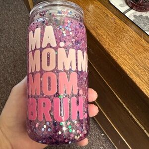 Glittery Pink Mom Tumbler